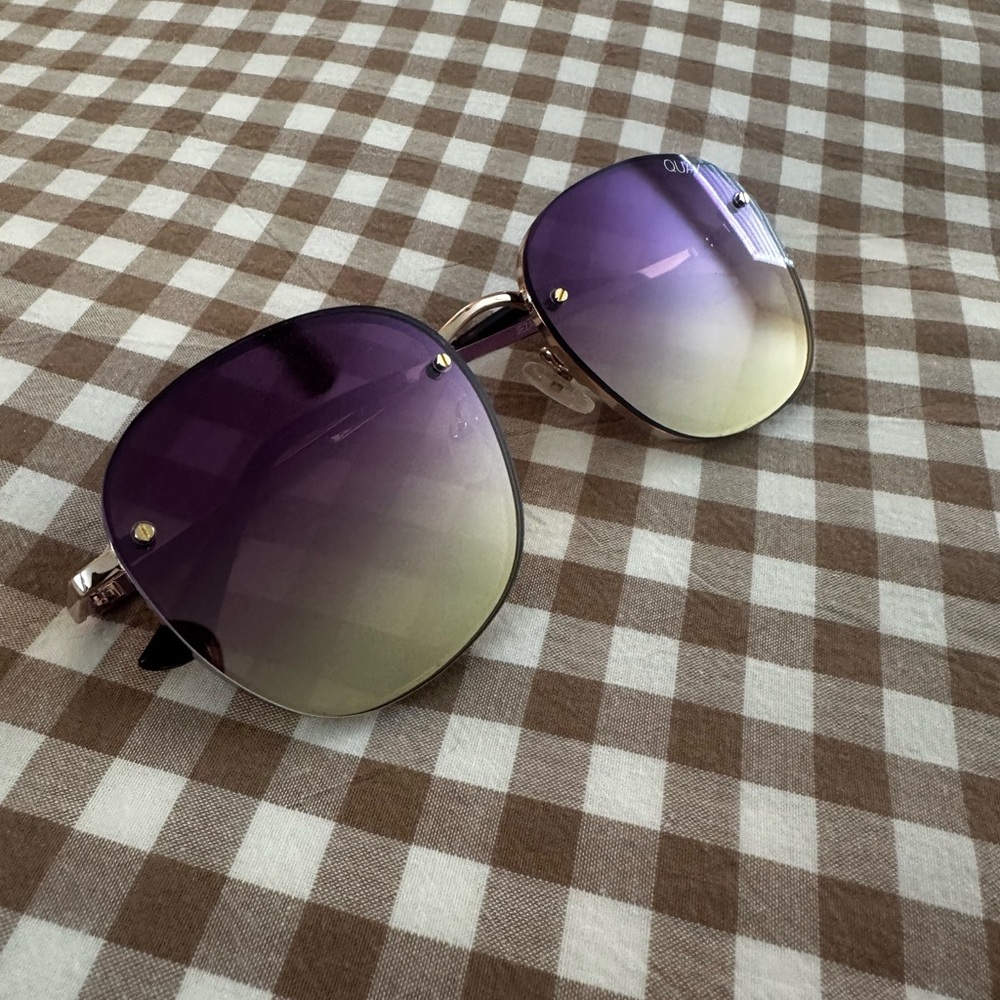 Quay Australia Purple Gradient Rimless Sunglasses - Picture 3 of 5